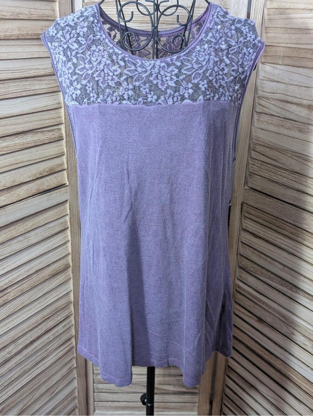 Dantelle Womens Sleeveless Tank Top Shirt Large Purple Lace